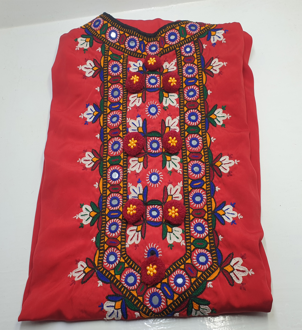 Handmade Sindhi 2 Piece Shirt and Trouser Red - Image 2