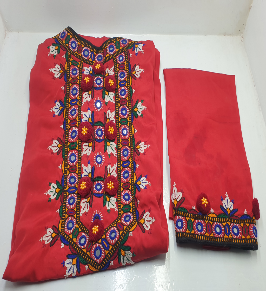 Handmade Sindhi 2 Piece Shirt and Trouser Red - Image 3